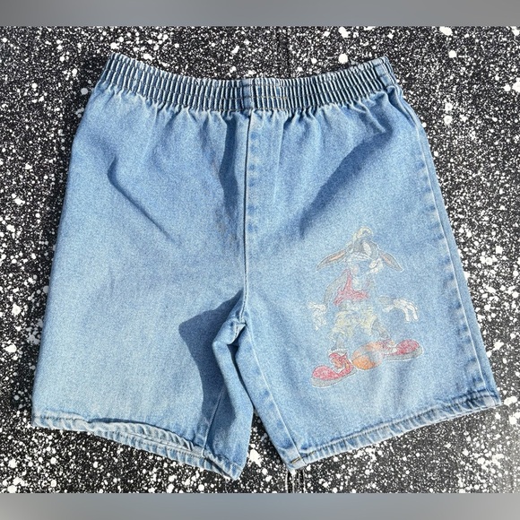 Vintage Other - Vintage 1992 Looney Tunes Bugs Bunny Basketball Denim Shorts Youth Size Medium